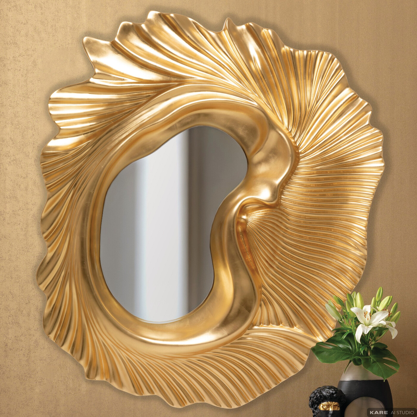 Зеркало настенное Orecchio Gold 162x146cm от KARE Design