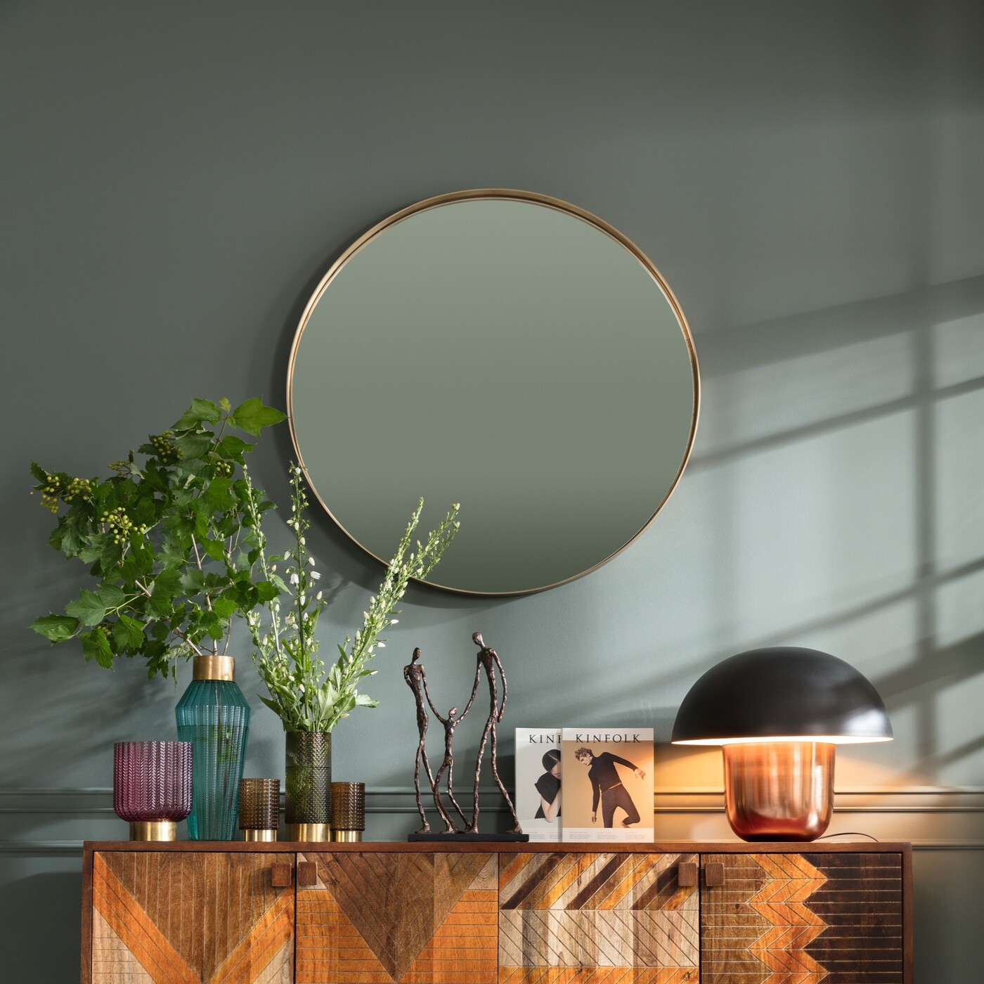 Зеркало Curve Round Brass MO Ø100 см от KARE Design
