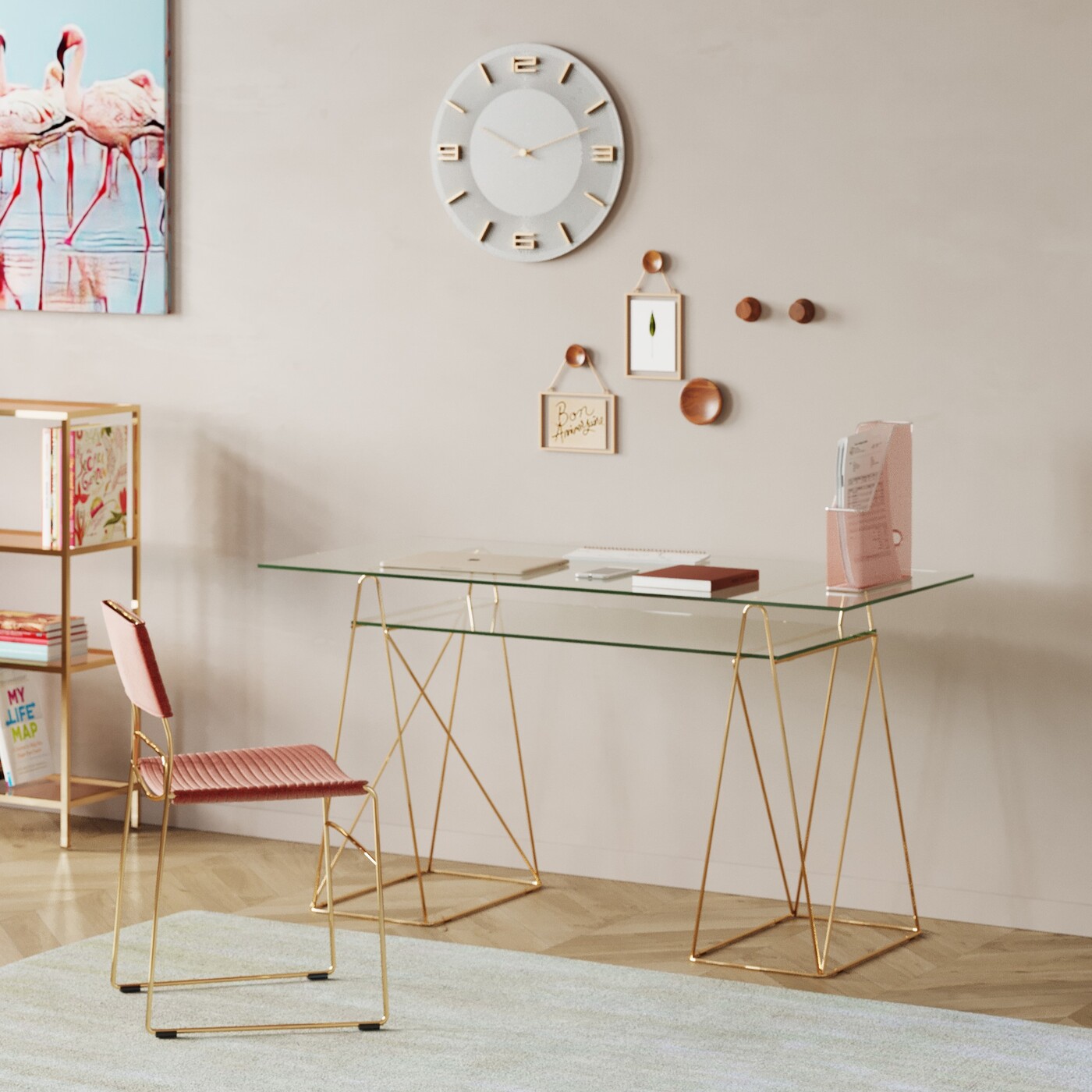 Стол Polar Brass matt 31x49 см (2 шт) от KARE Design