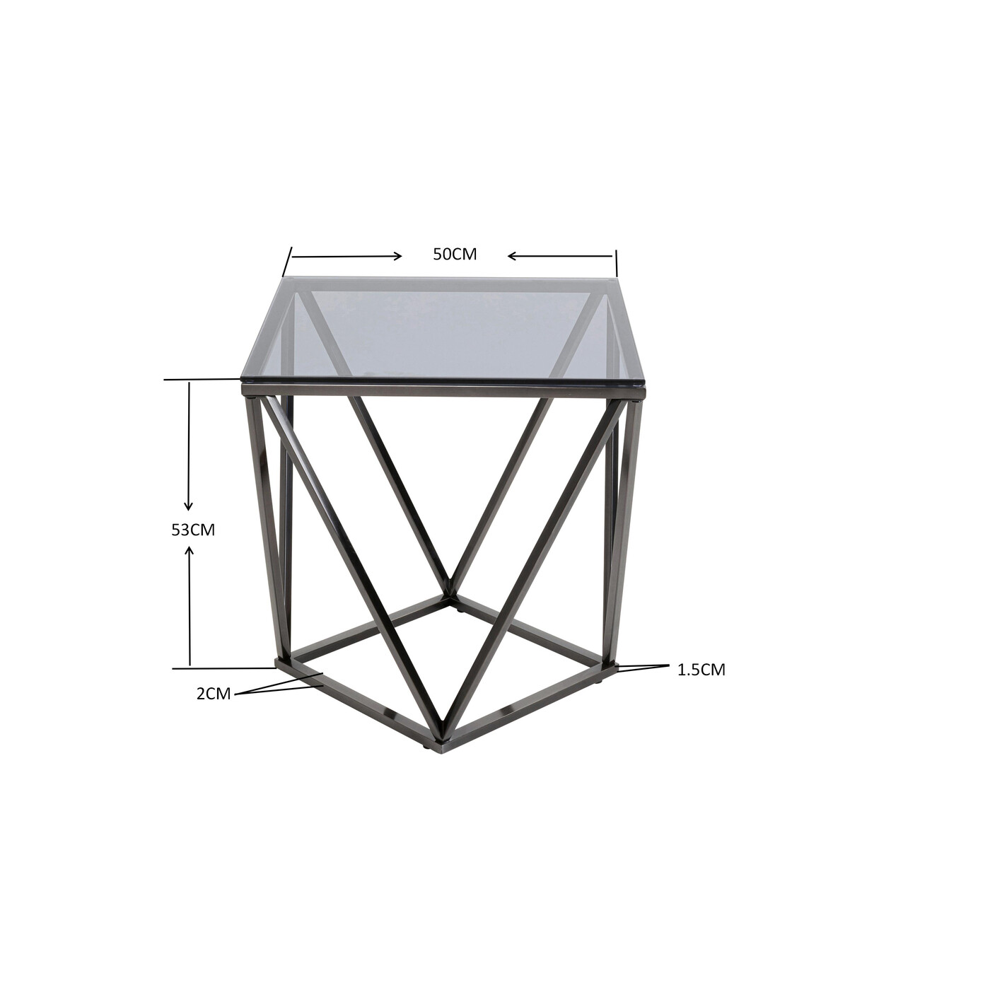 Приставной стол Cristallo Graphite 50x50cm от KARE Design