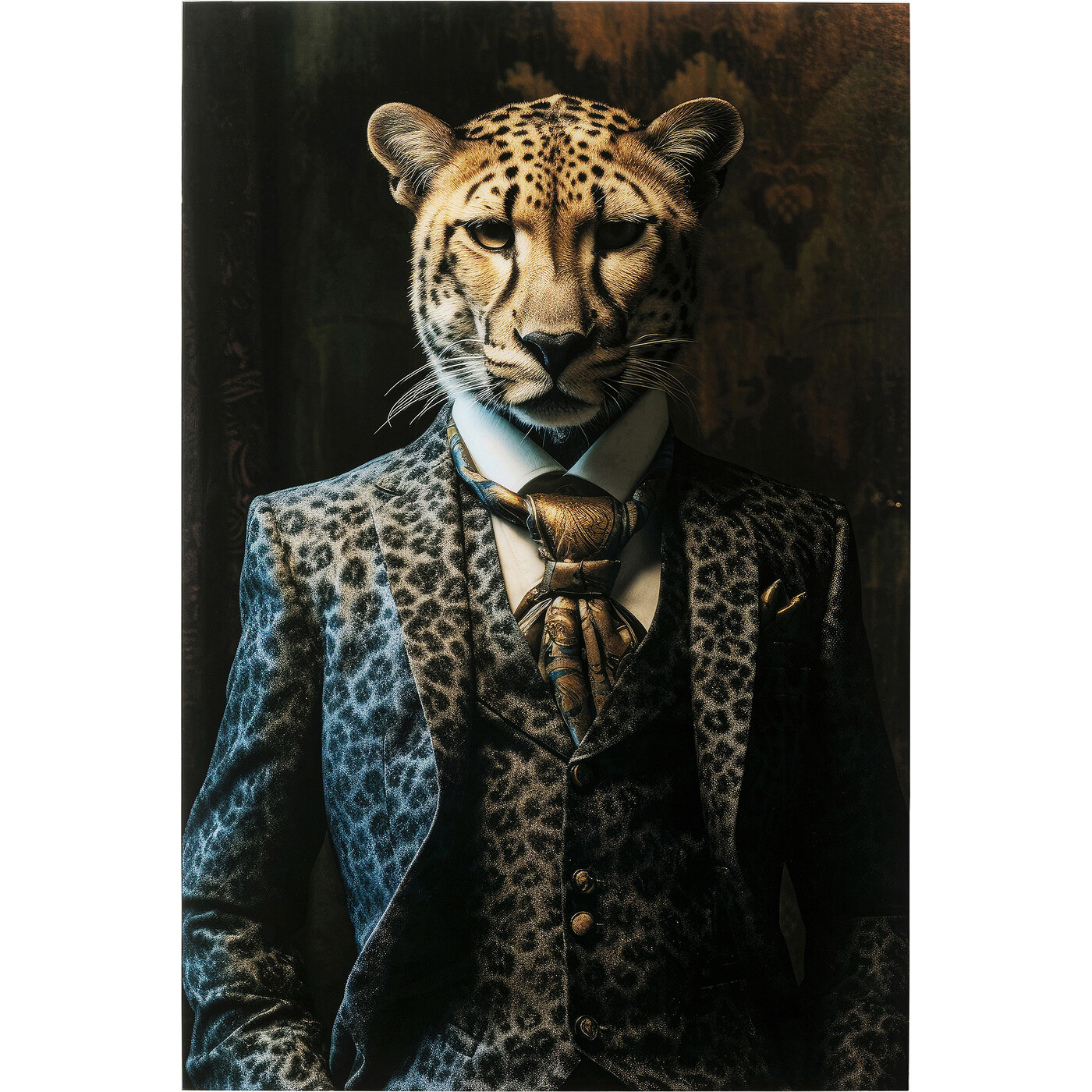 Картина стеклянная Mister Leo «Леопард в костюме» 100x150 см от KARE Design