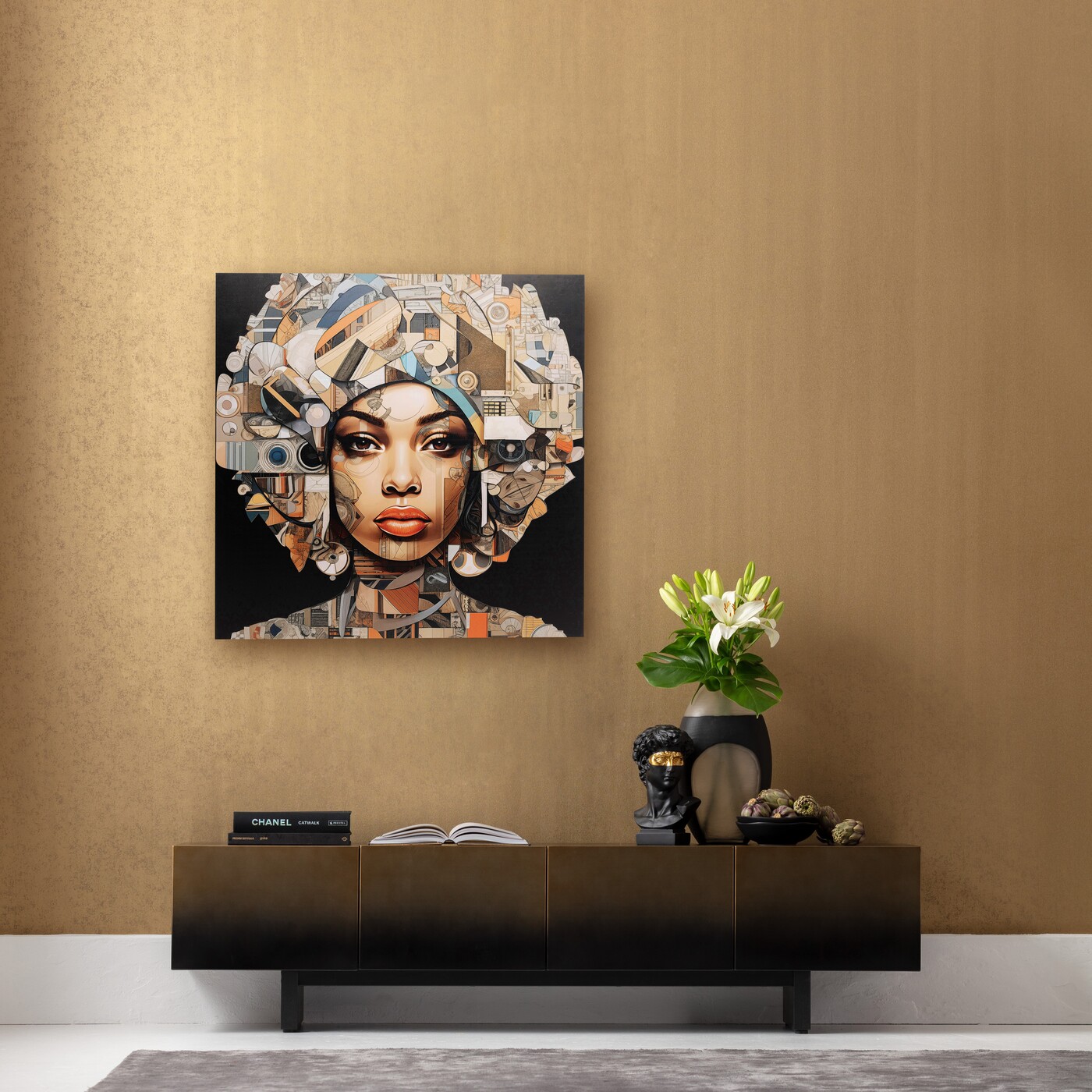 Картина стеклянная Art Geo Women 3D «Геометрический женский портрет» 120x120 см от KARE Design