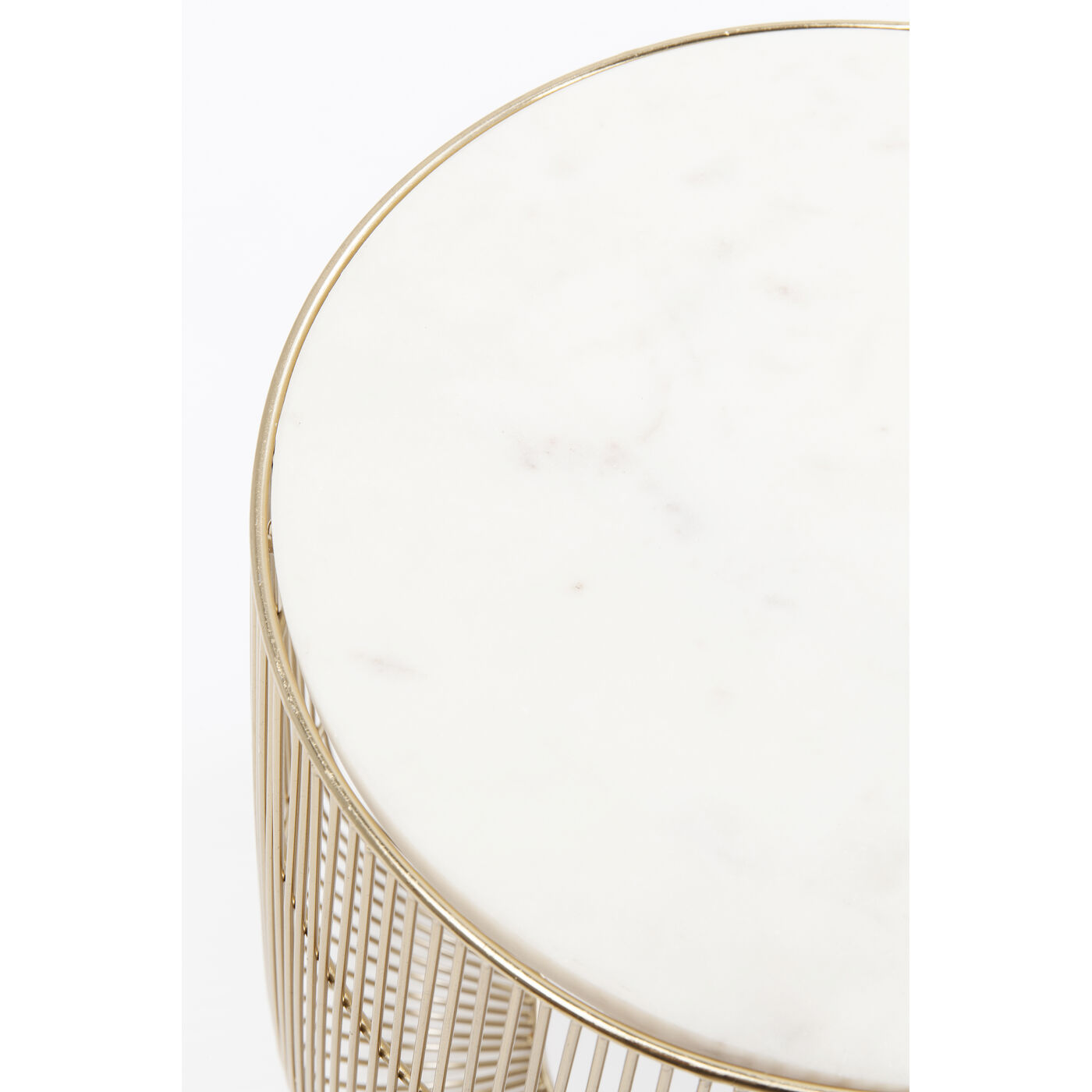 Стол приставной Beam White Marble Brass Ø32 см от KARE Design