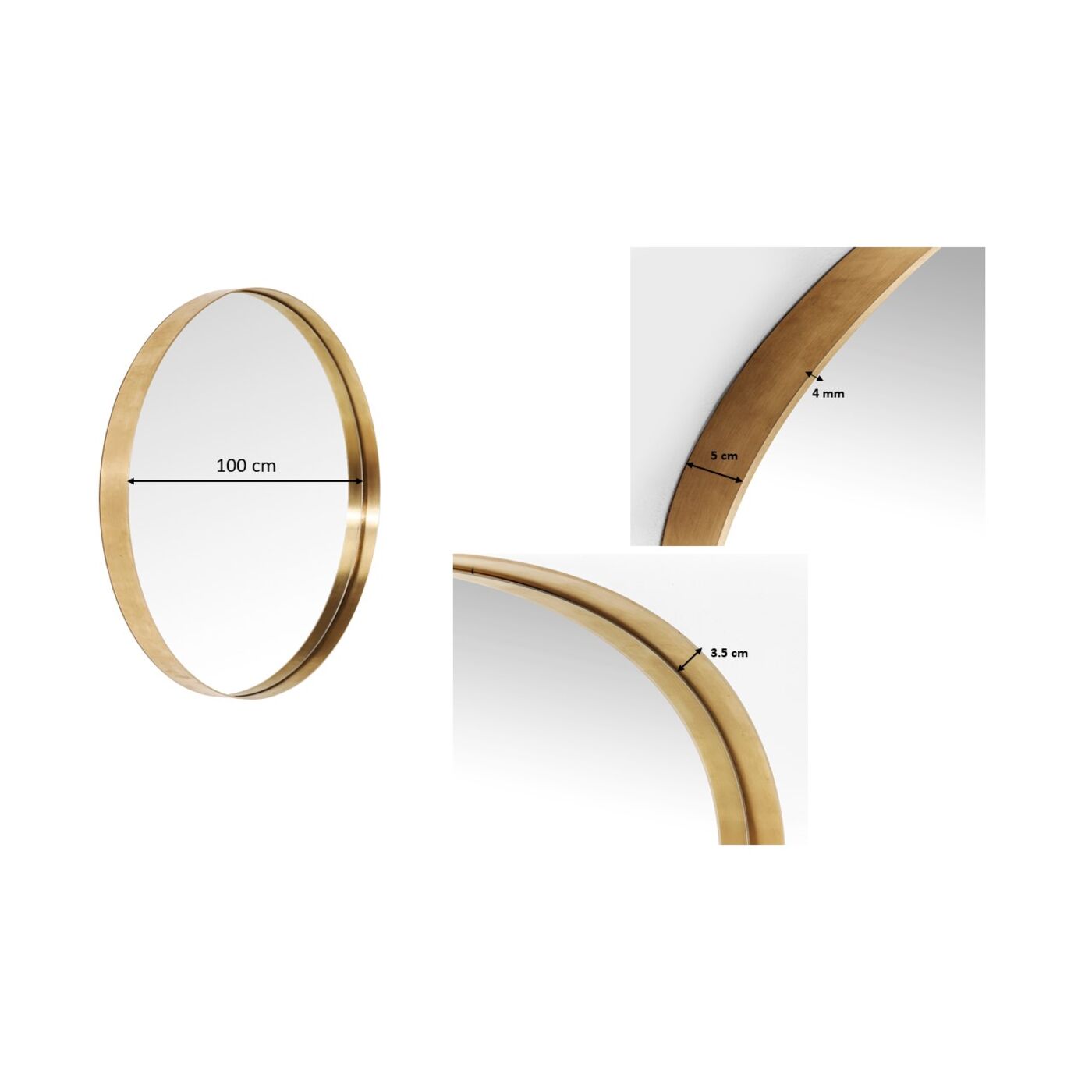 Зеркало Curve Round Brass MO Ø100 см от KARE Design