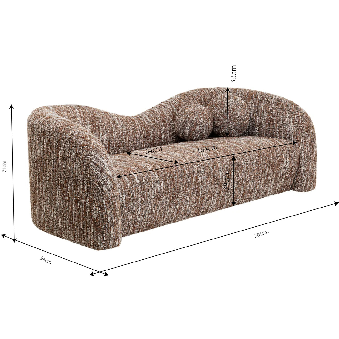 Диван 2-х местный Livia Melange Brown 201cm от KARE Design