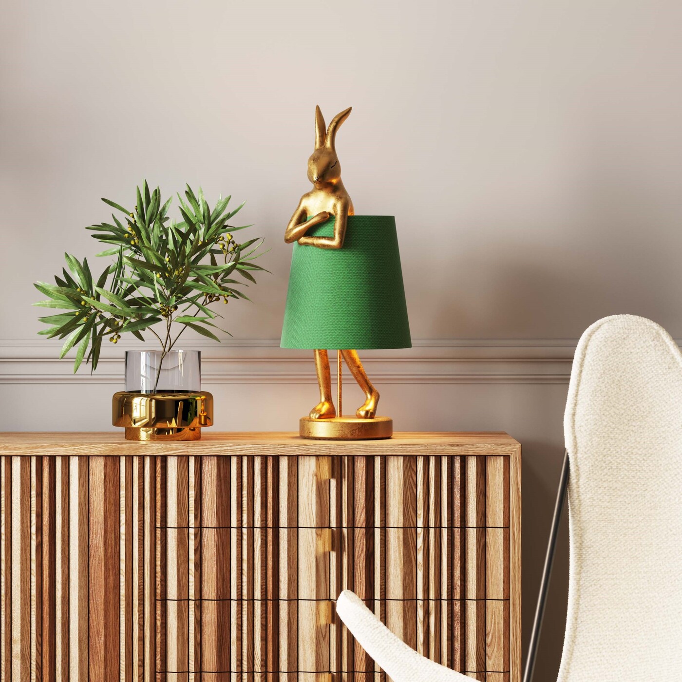 Светильник настольный Animal Rabbit Gold/Green 68 см от KARE Design