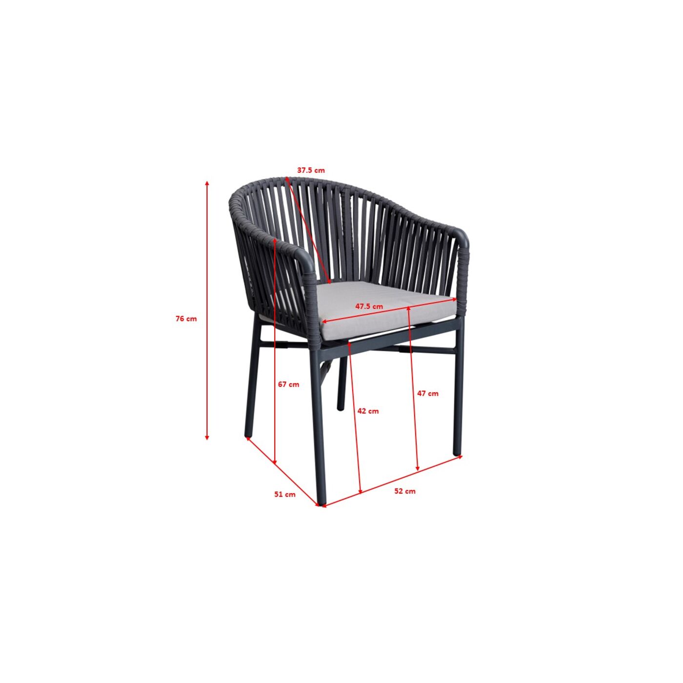 Стул с подлокотниками Santanyi Dark Grey от KARE Design