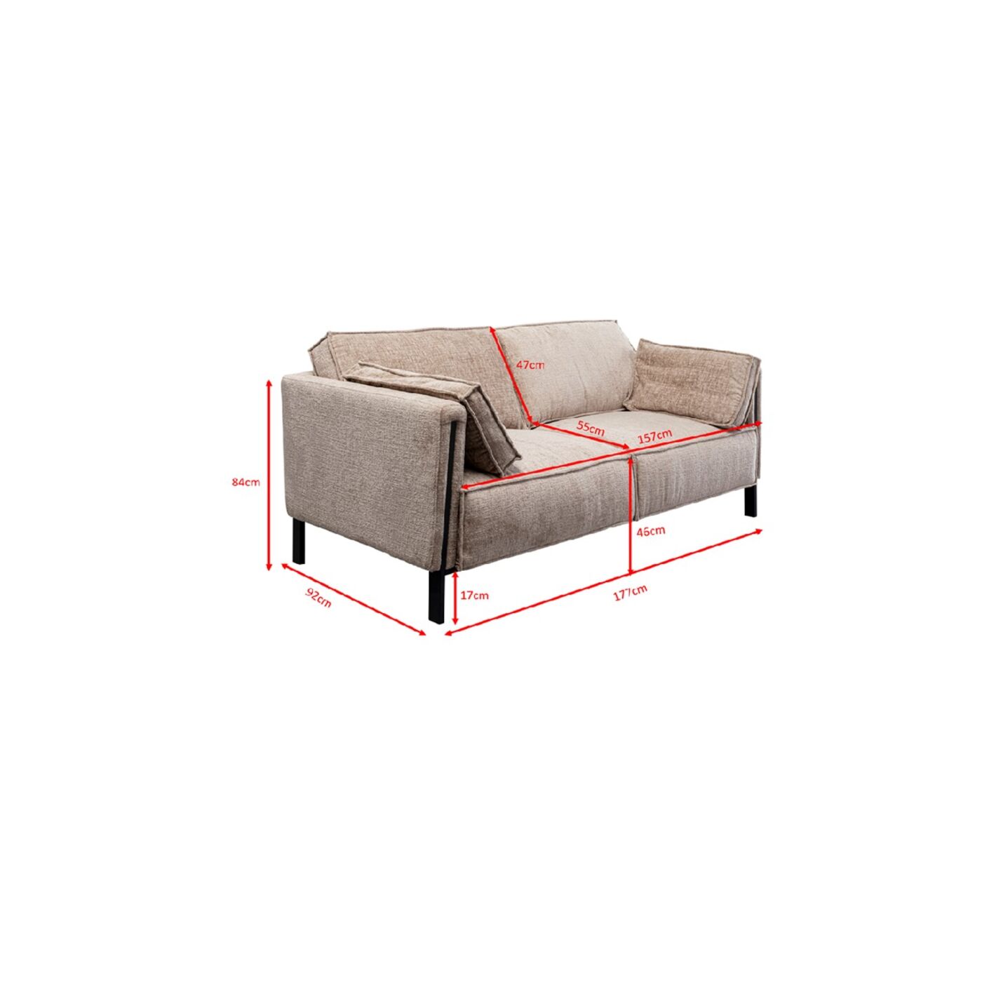 Диван двухместный 2-Seater Victor Beige 178 см от KARE Design