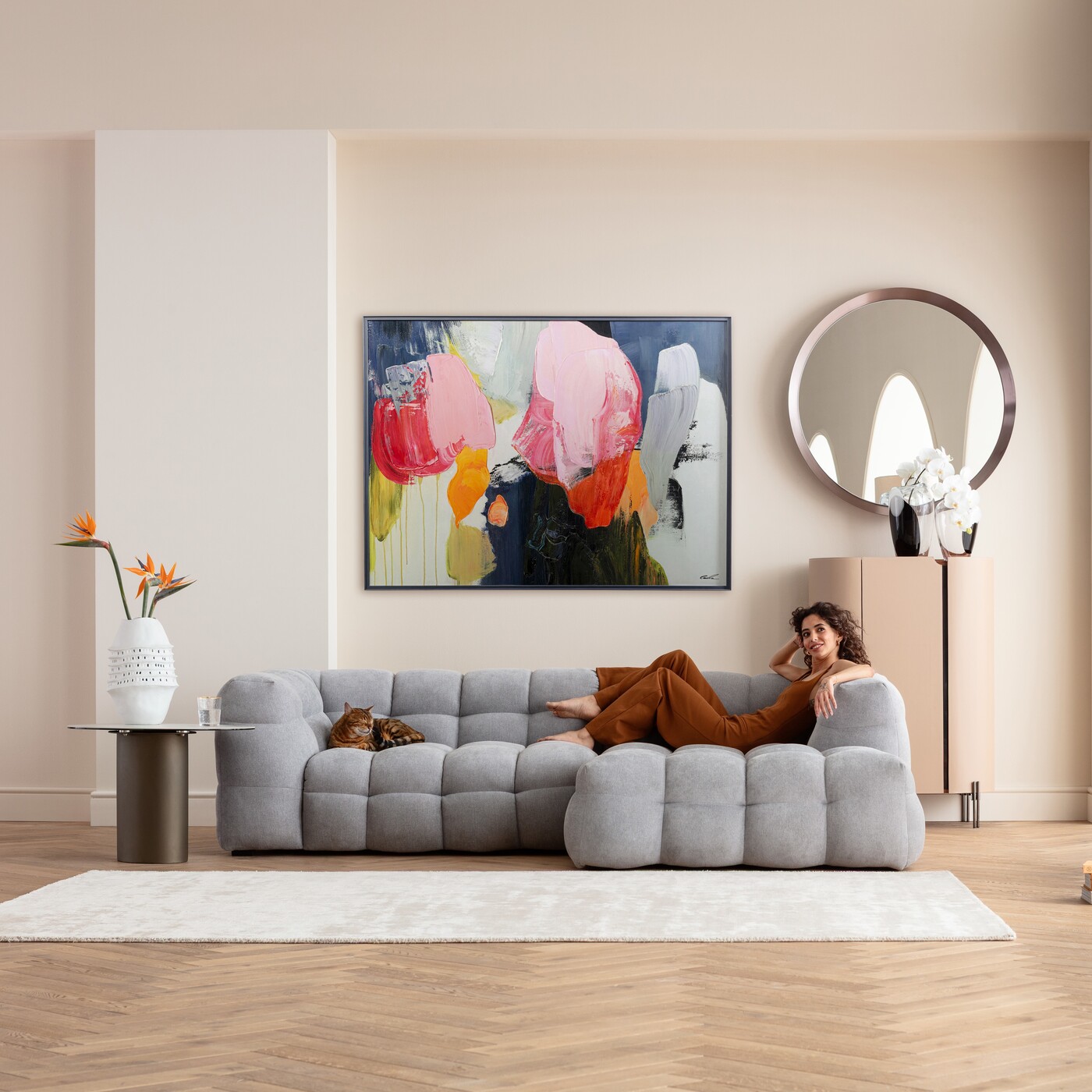 Картина в раме Abstract High Gloss Pink «Абстракция» 160x120 см, Розовый от KARE Design