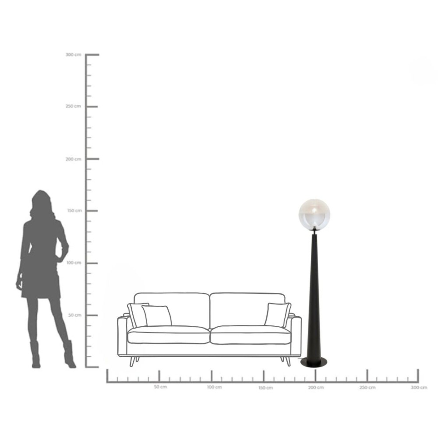 Светильник напольный Disco Ball Black 163cm от KARE Design