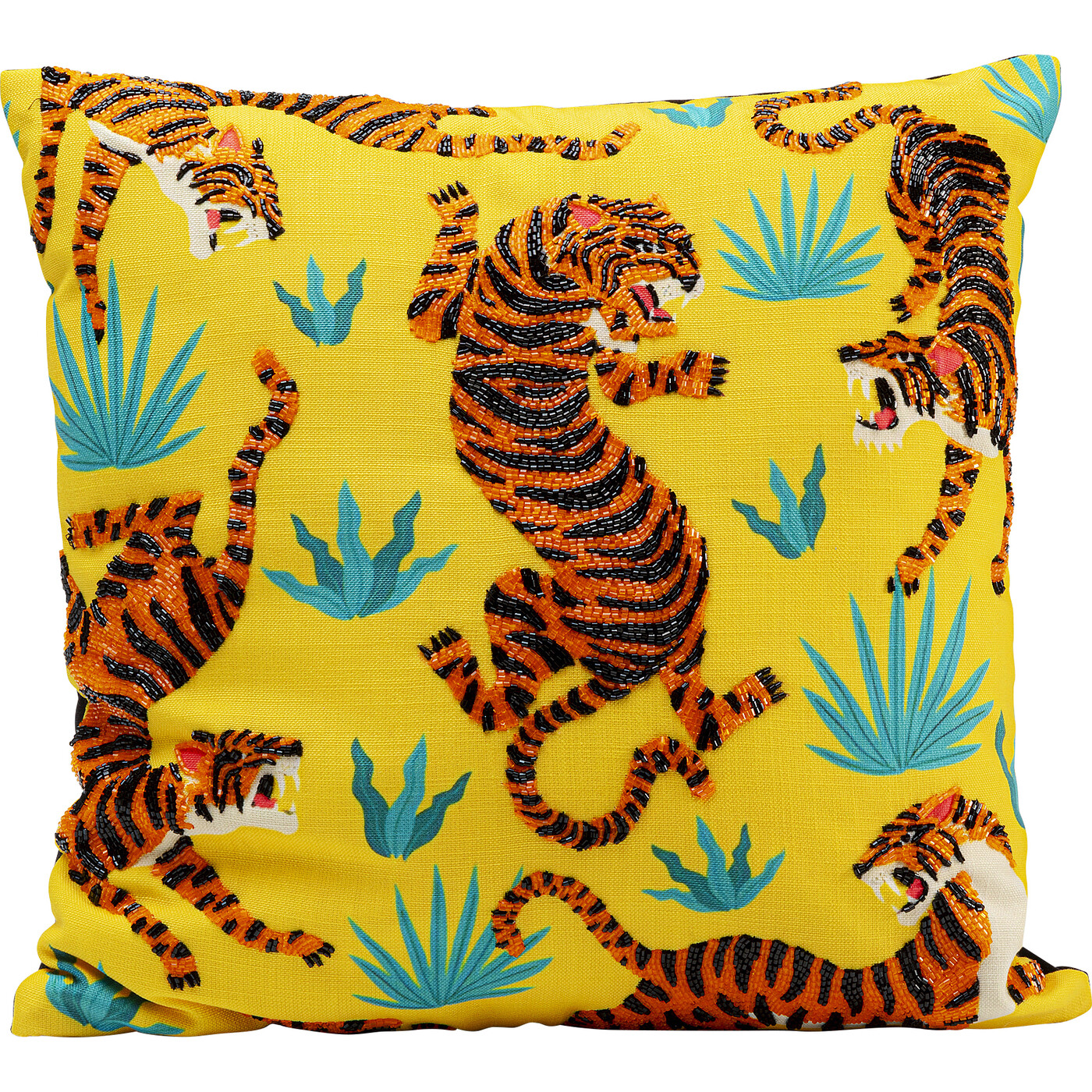 Подушка Tiger Love «Влюблённый тигр» 45x45 см, Жёлтый от KARE Design