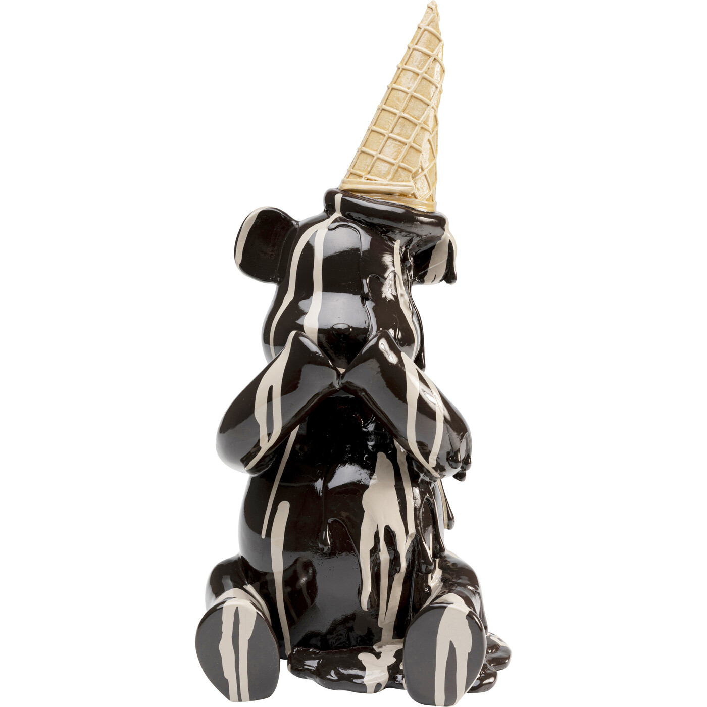 Фигура декоративная Sitting Gelato Bear «Сидячий мишка с мороженым» 37 см, Чёрный от KARE Design