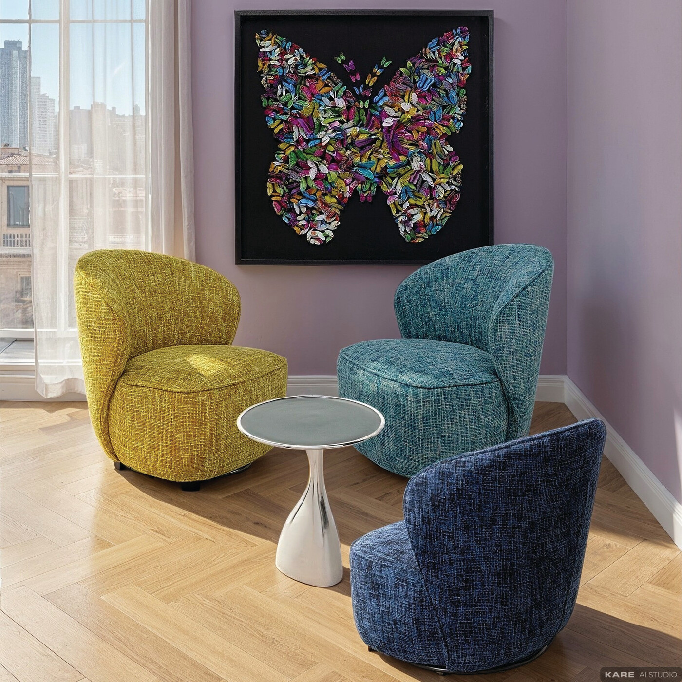 Панно настенное Gold Flower «Бабочки» 120x120 см от KARE Design