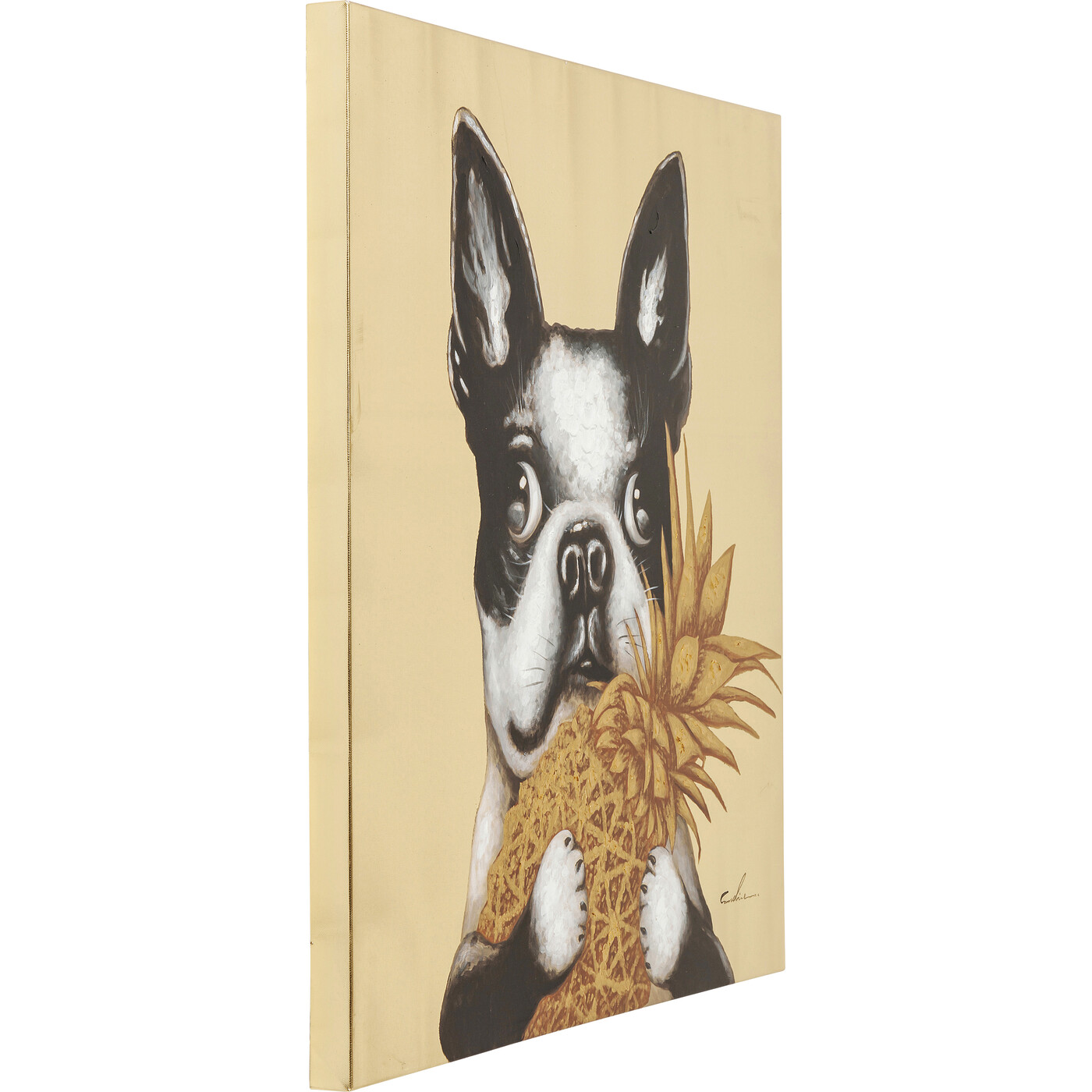Картина Touched Dog with Pineapple «Бульдог с ананасом» 80x80 см от KARE Design