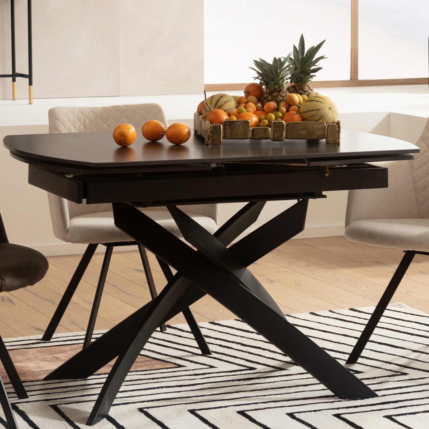 Стол раздвижной Twist Black 120(30+30)x90 см от KARE Design