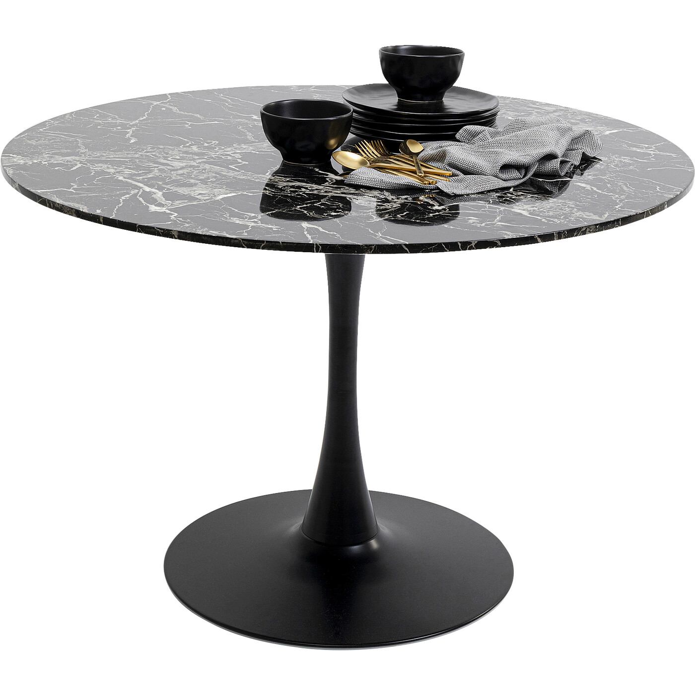 Стол Schickeria Marbleprint Black Ø110 см от KARE Design