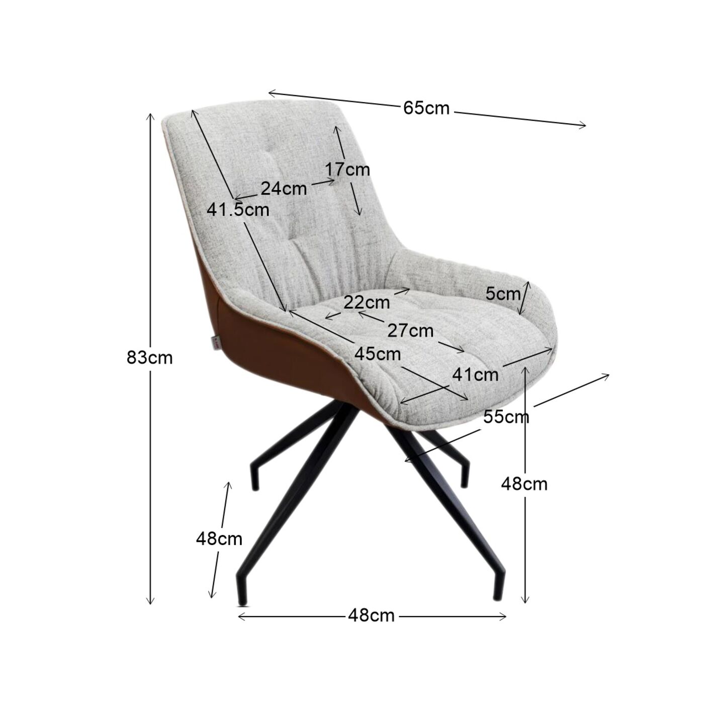 Кресло вращающееся Lori Grey Brown от KARE Design