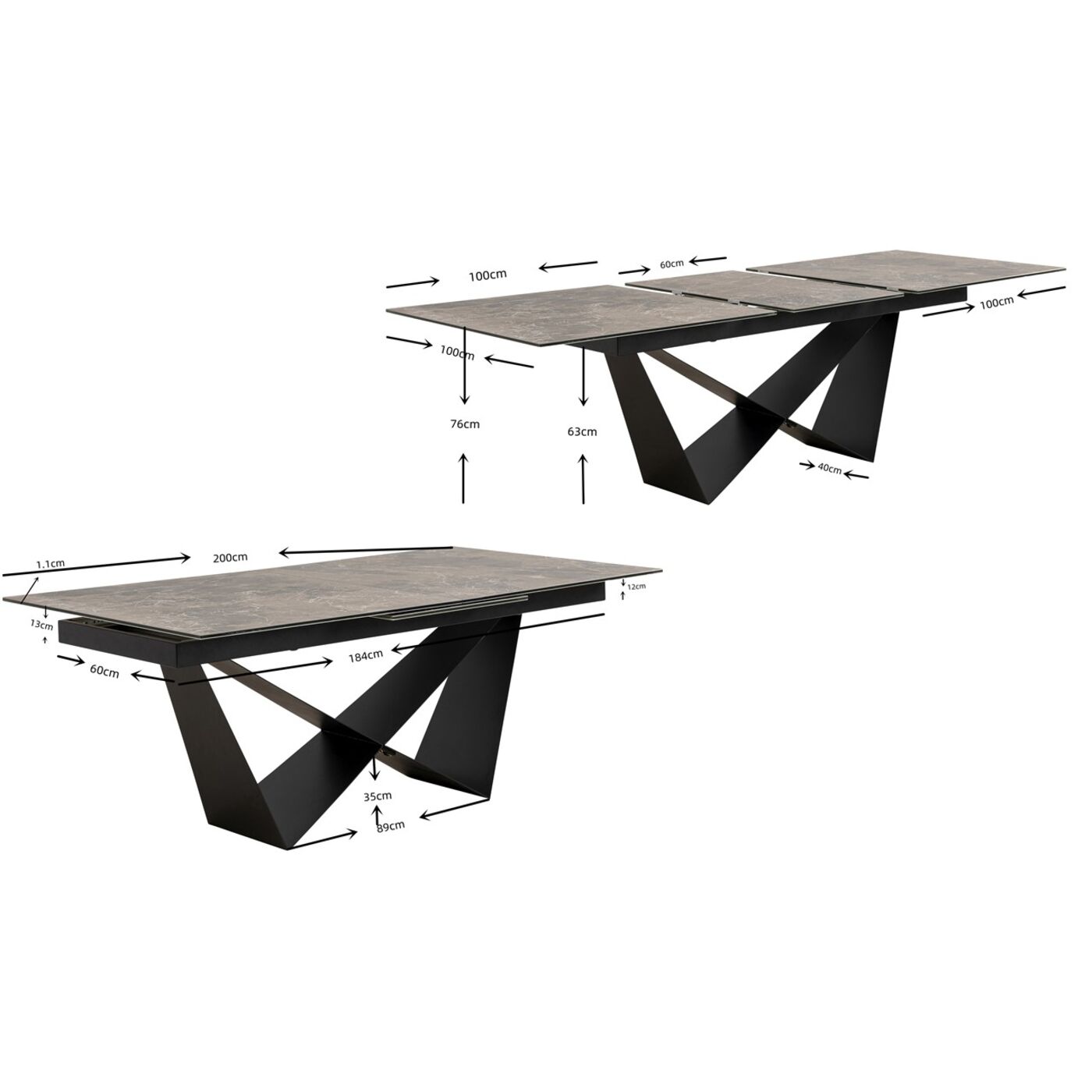 Стол раздвижной Connesso 200(+60)x100 см от KARE Design
