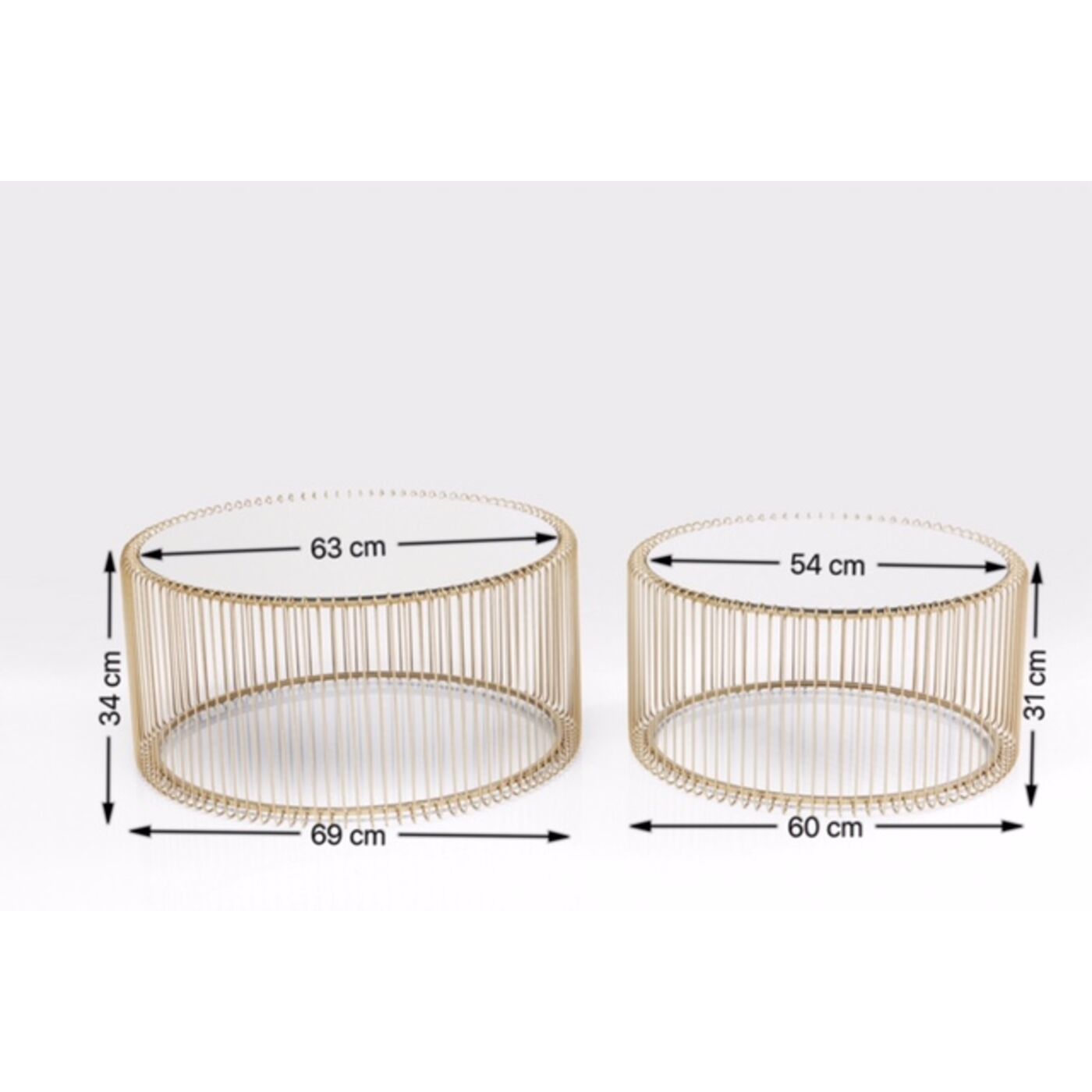 Стол кофейный Wire Brass (2 шт) от KARE Design