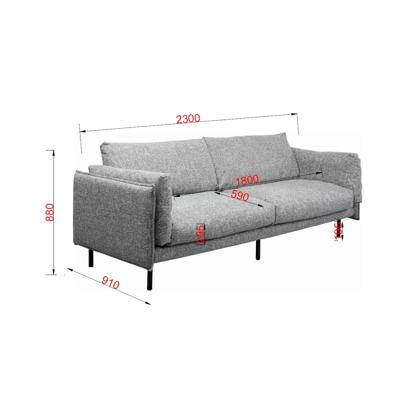Диван двухместный Pola Grey 230 см от KARE Design