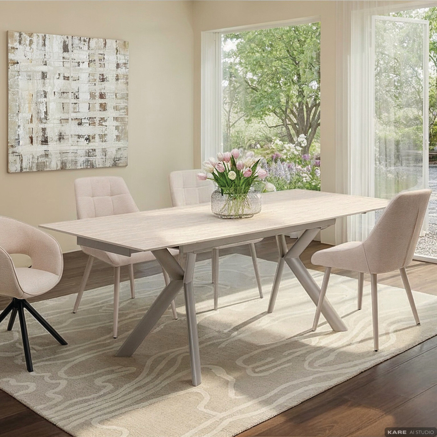Стол раздвижной Xenia Travertin 140(+30+30)x80cm от KARE Design