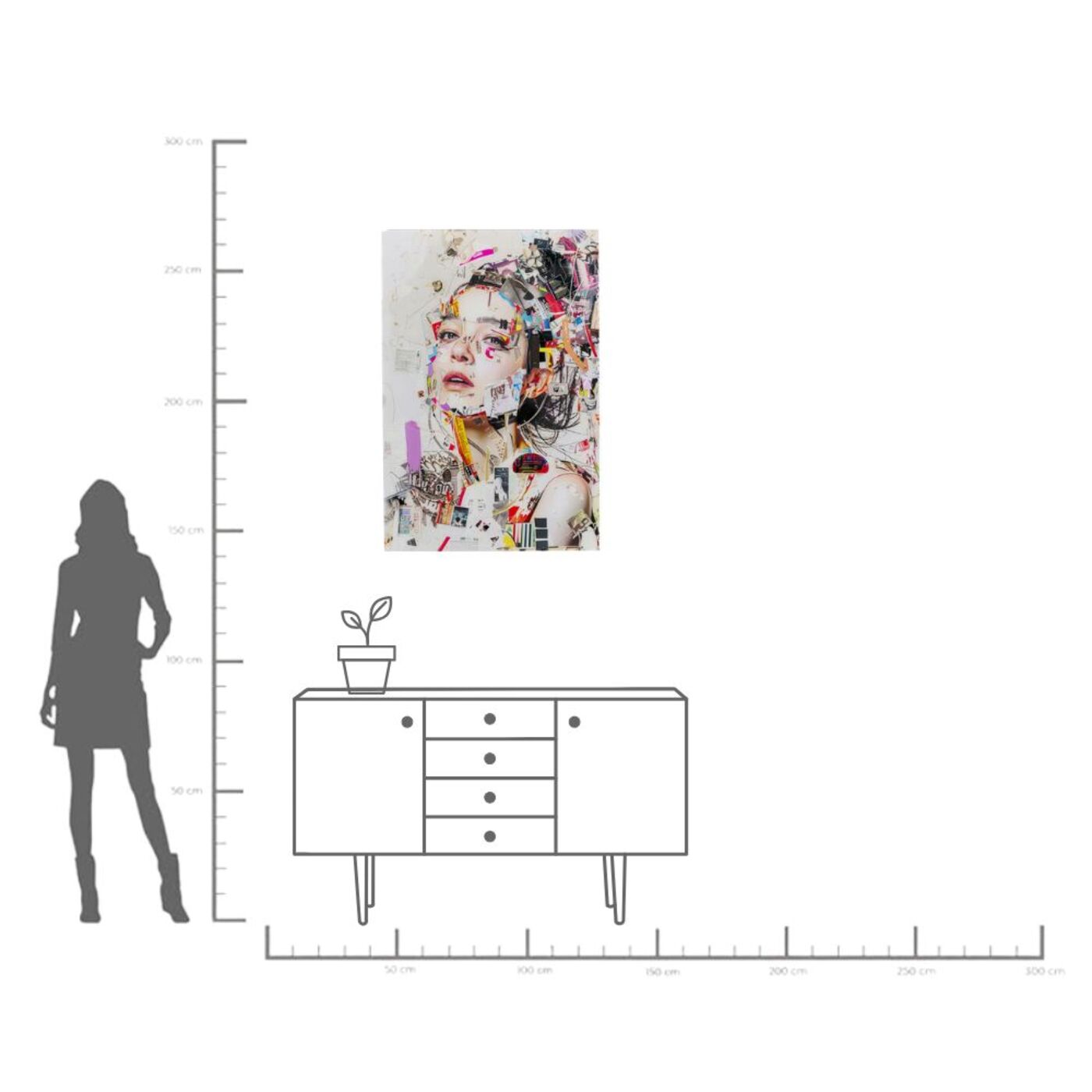 Картина стеклянная Artsy Portrait Side «Портрет в профиль» 80x120 см от KARE Design