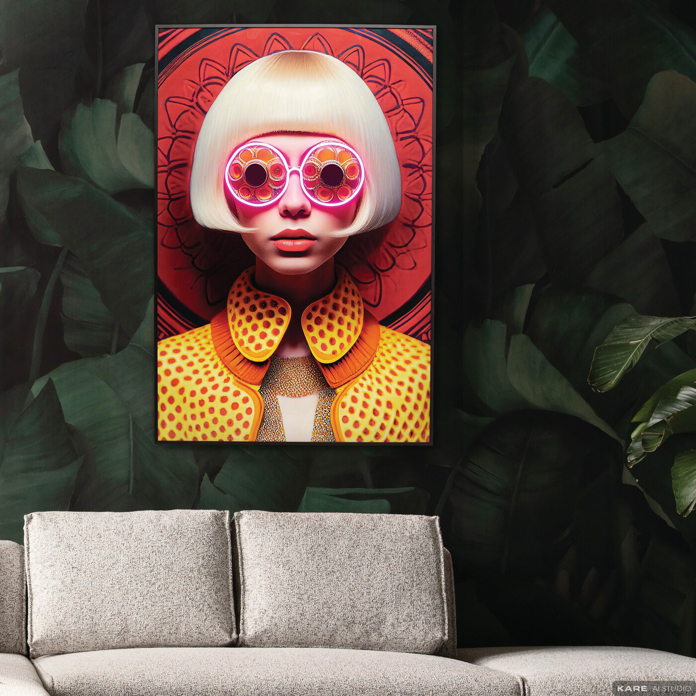Картина в раме LED Fancy Blonde Lady «Блондинка» 75x55 см от KARE Design
