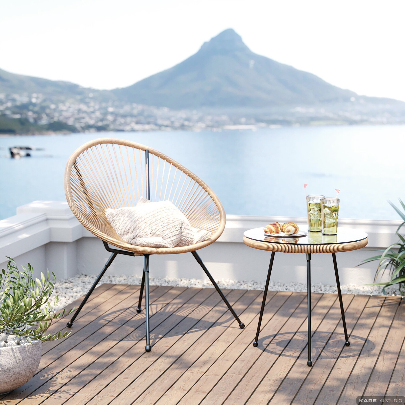 Комлект кресло + столик Acapulco Nature (2 предмета) от KARE Design
