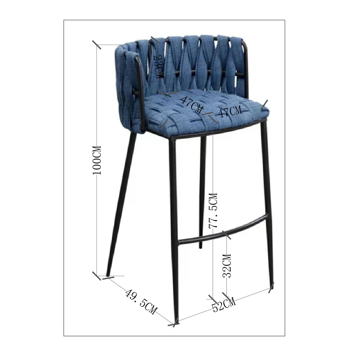 Стул барный Staten Island Blue 77 см от KARE Design