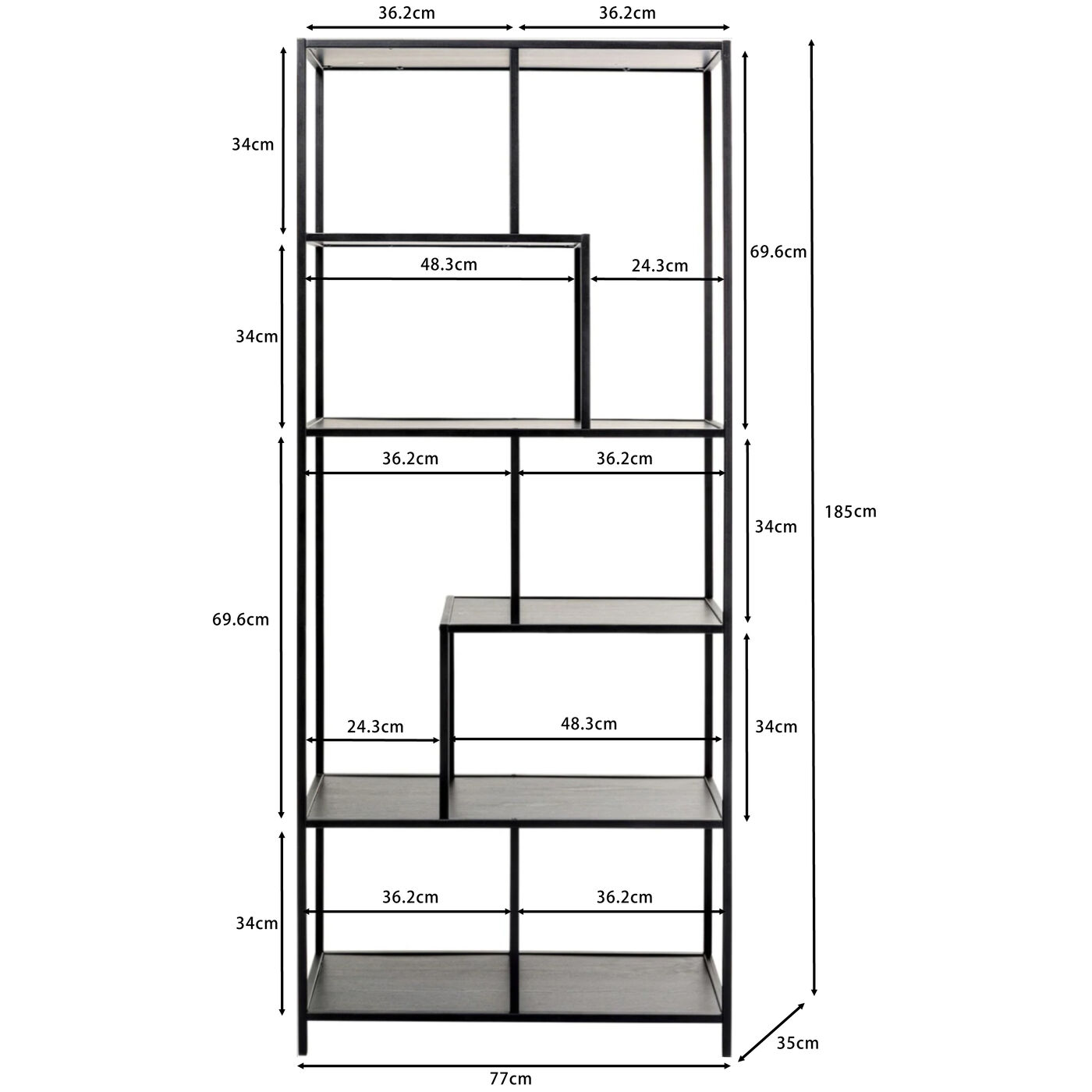Стеллаж Loftie Black 77x185 см от KARE Design