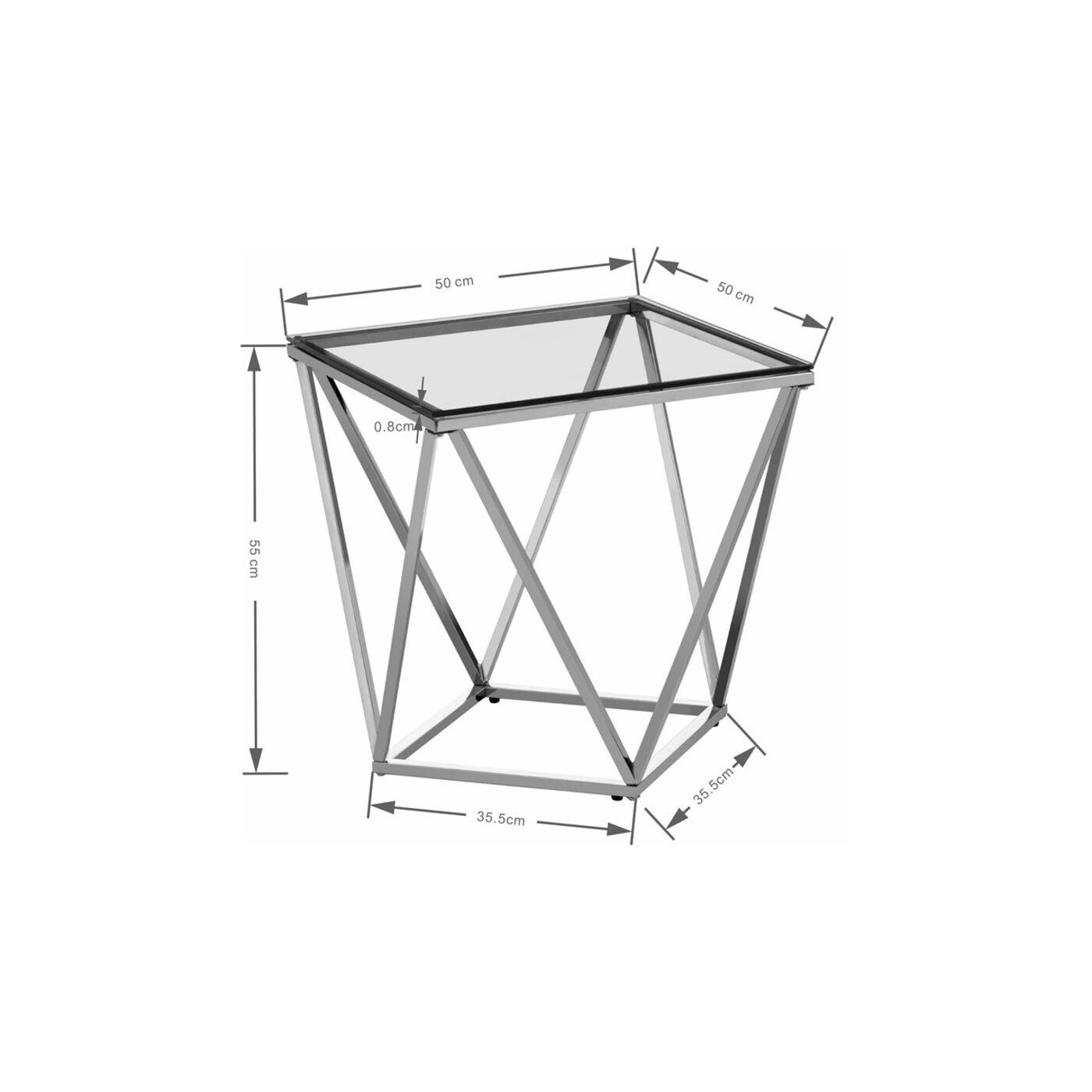 Стол приставной Cristallo 50x50 см от KARE Design