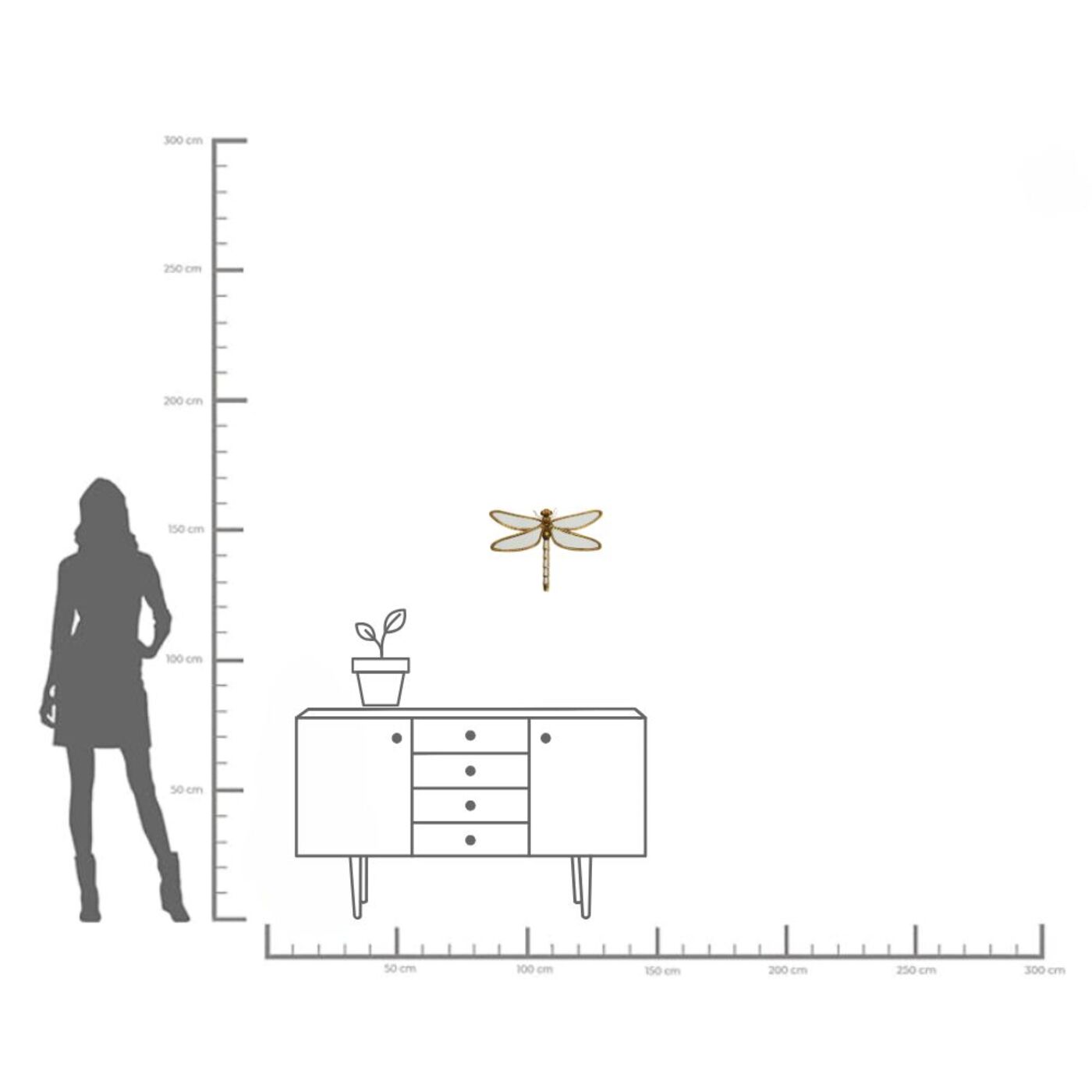 Украшение настенное Dragonfly Mirrored 45 см от KARE Design