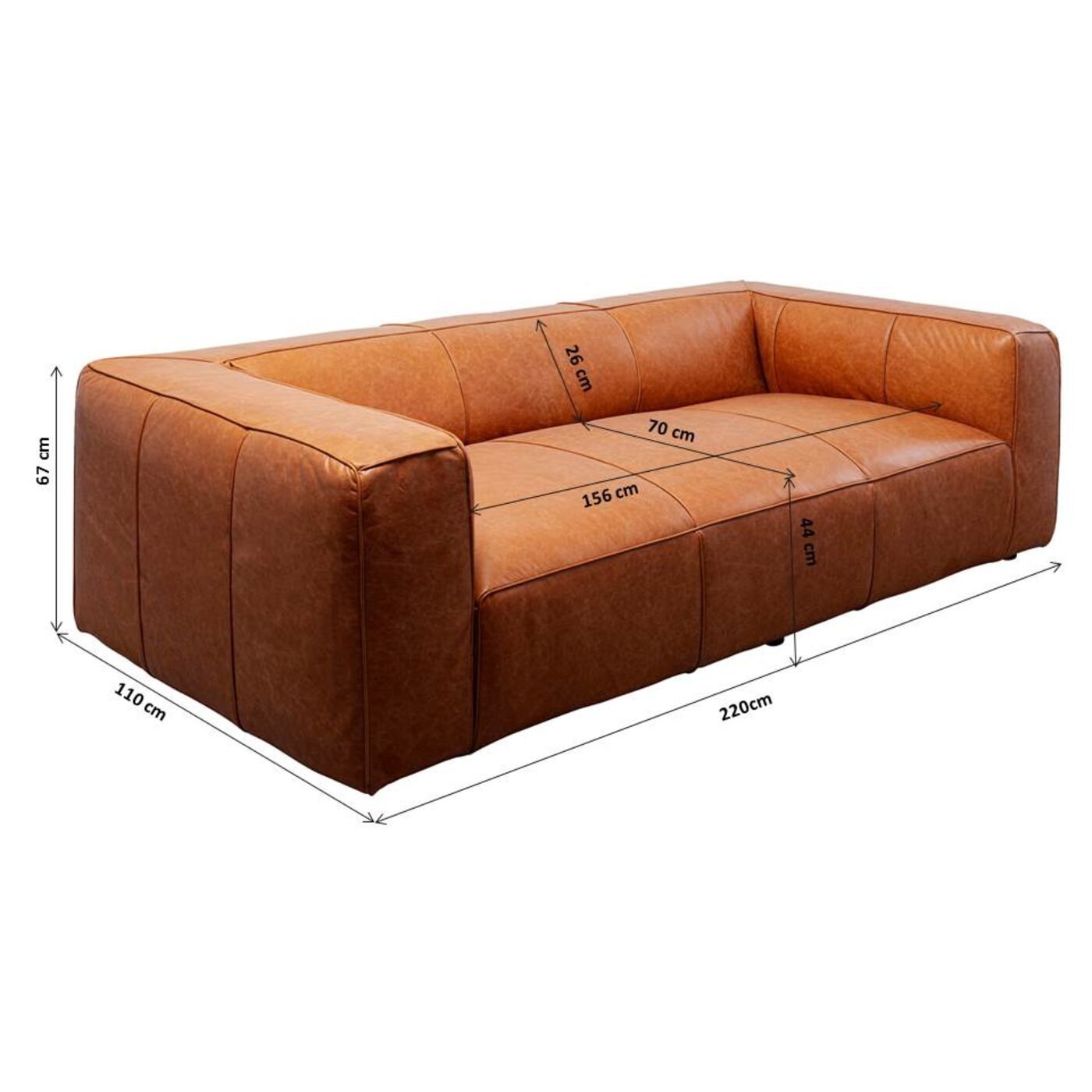 Диван трехместный Cubetto 3-Seater Light Brown 220 см от KARE Design