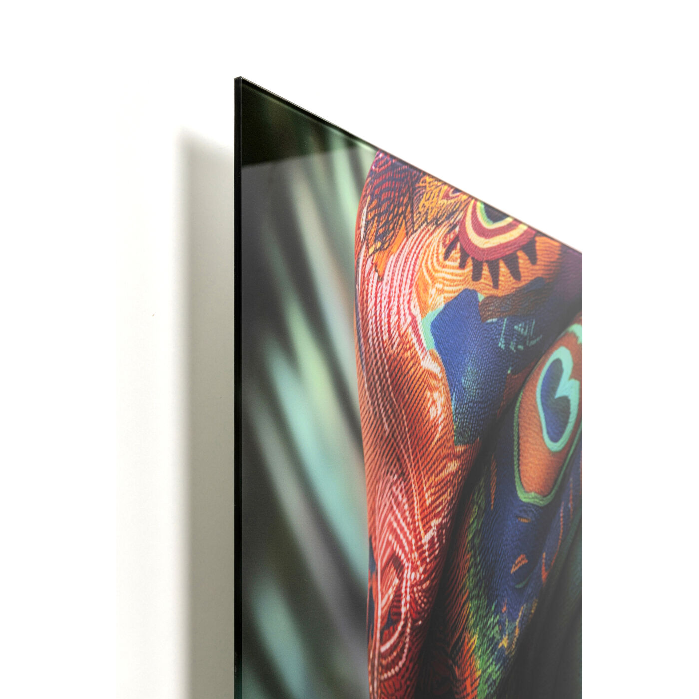 Картина стеклянная Muse Peacock «Женщина с павлином» 100x100 см от KARE Design