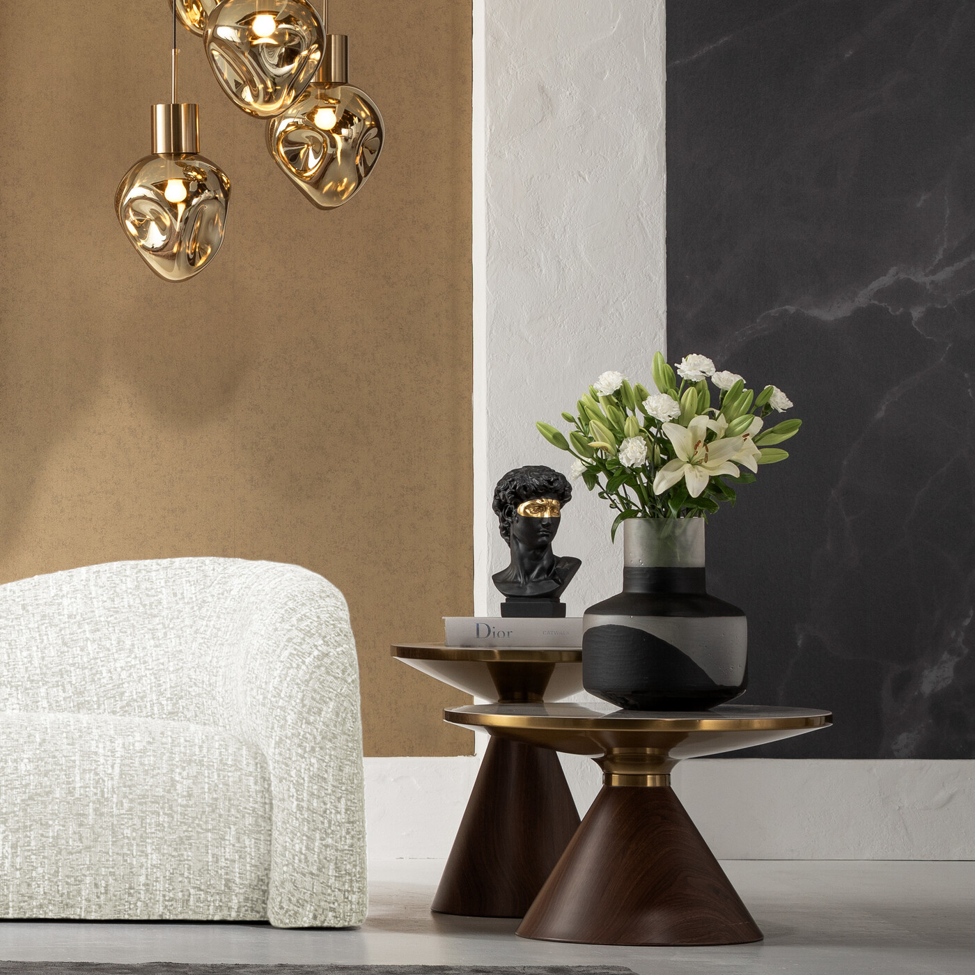 Стол кофейный Cono Marble Ø50 см от KARE Design