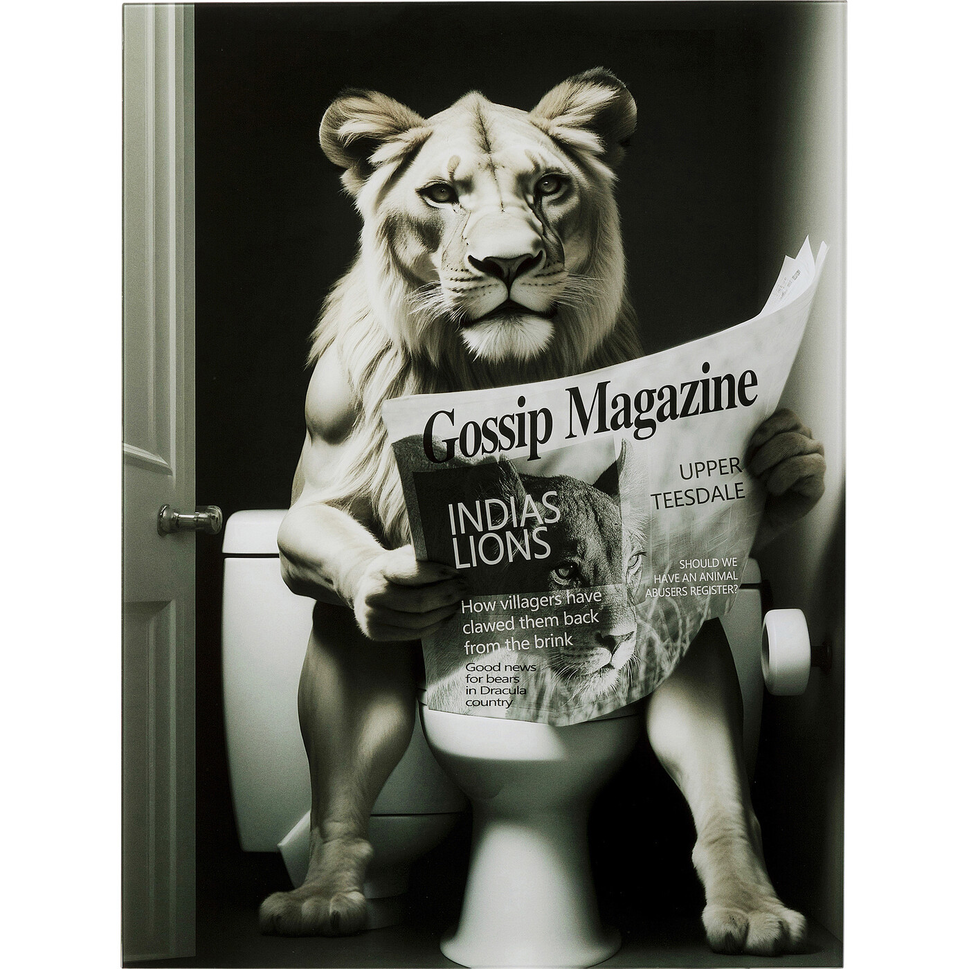 Картина стеклянная Bath Lion «Львица в уборной» 60x80 см от KARE Design
